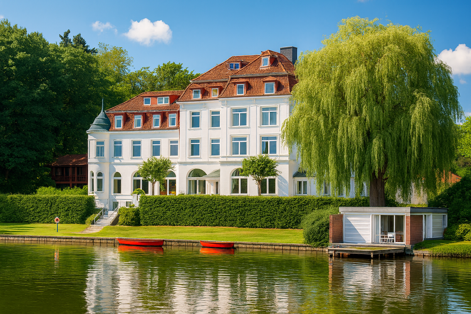 See Schlosshotel am Kellersee – Außenansicht am Wasser